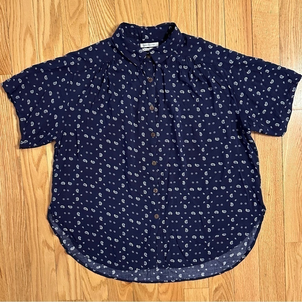 Urban Outfitters Shirt Womens M Blue Blouse Bandana Print Paisley